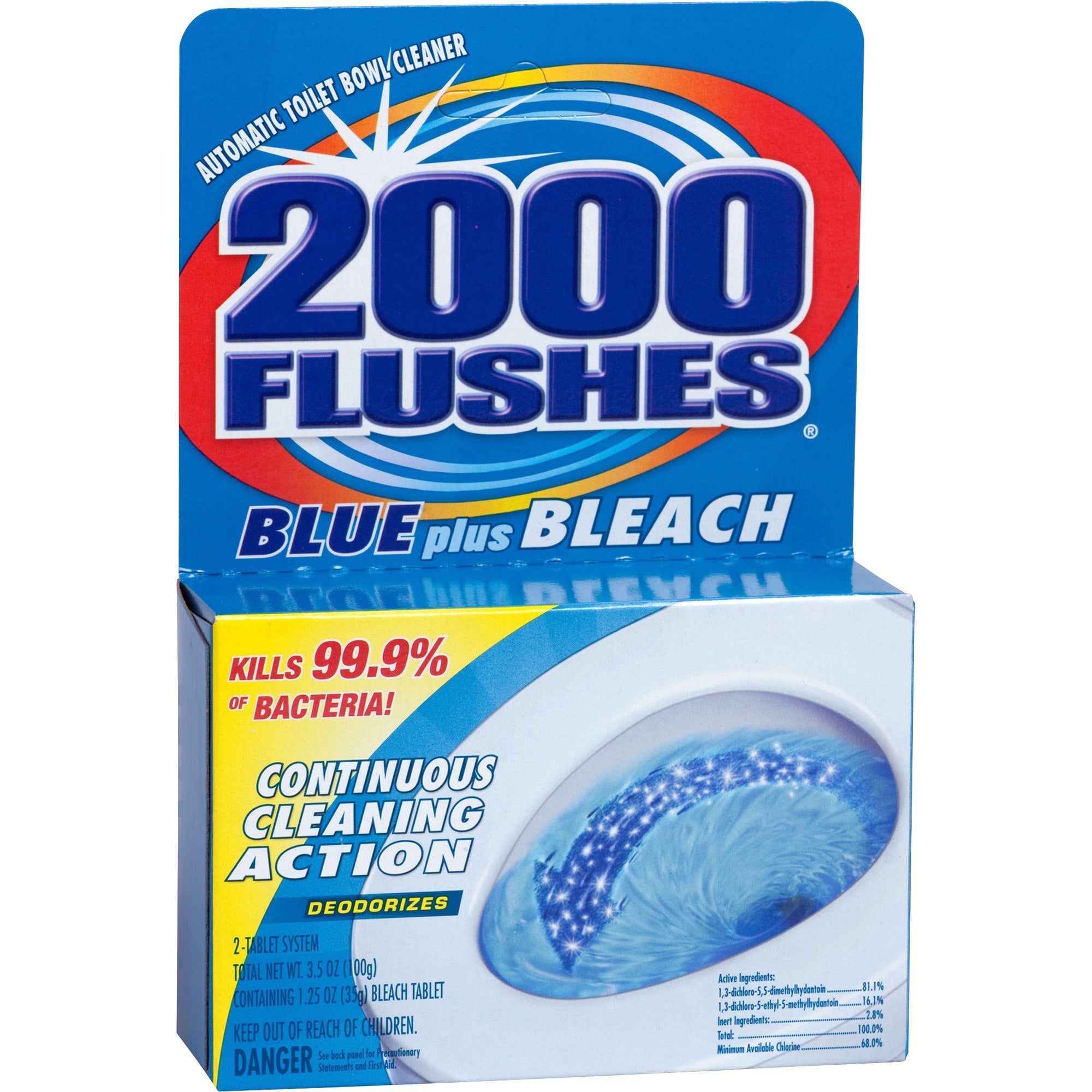 WD-40 2000 Flushes Blue/Bleach Bowl Cleaner Tablets - For Toilet Bowl - Concentrate - 3.50 oz (0.22 lb) - 1 Each - 