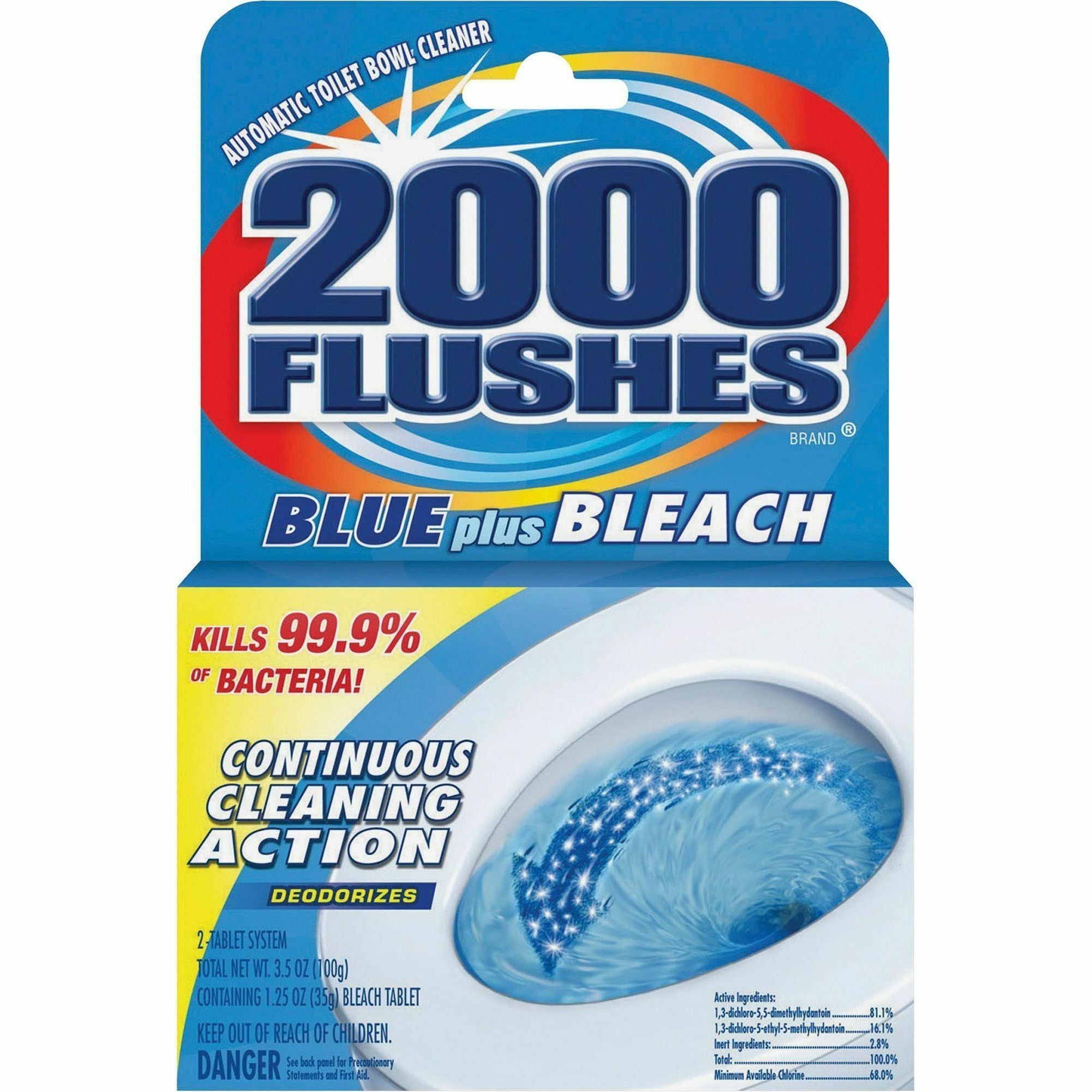 WD-40 2000 Flushes Blue/Bleach Bowl Cleaner Tablets - For Toilet Bowl - Concentrate - 3.50 oz (0.22 lb) - 1 Each - 