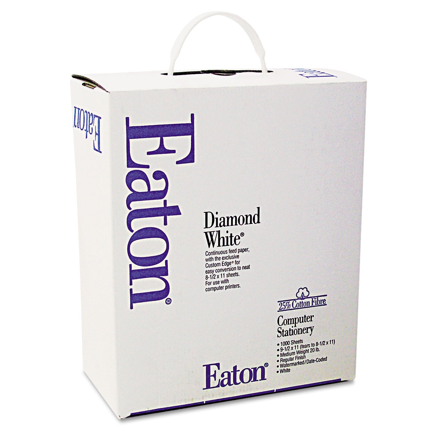 Continuous Feed Computer Paper, 1-Part, 20 lb Bond Weight, 9.5 x 11, White, 1, 000/Carton - 