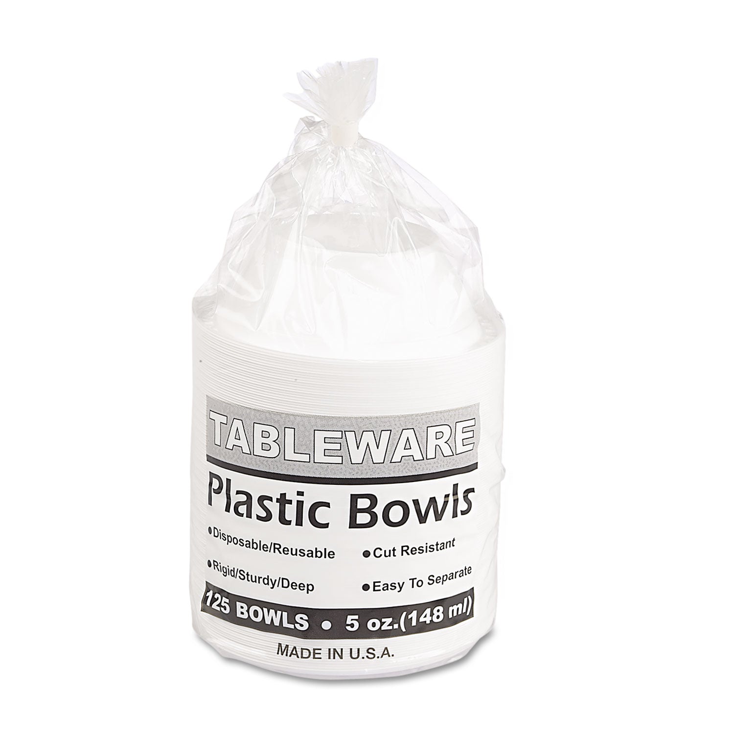 Plastic Dinnerware, Bowls, 5 oz, White, 125/Pack