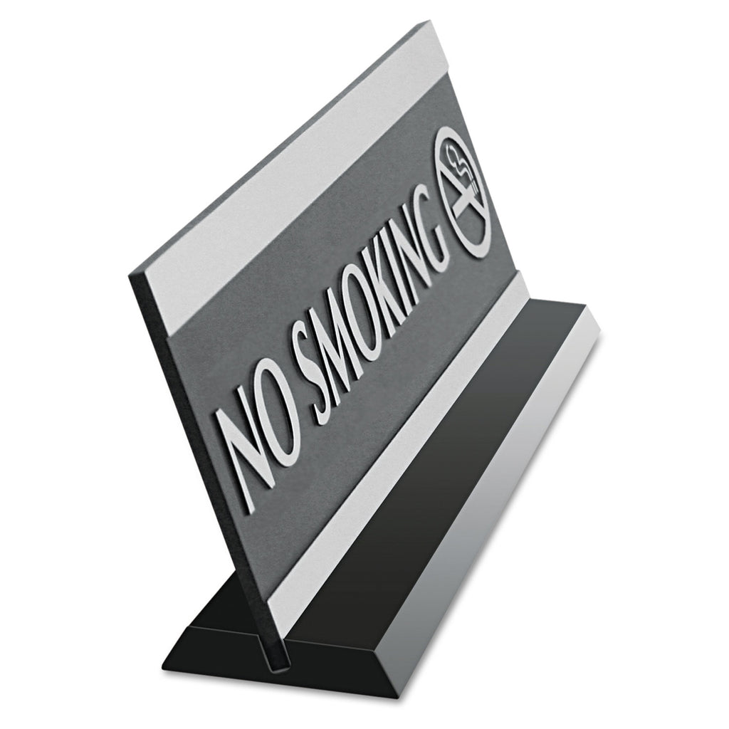 Century Series Office Sign, NO SMOKING, 9 x 3, Black/Silver - 