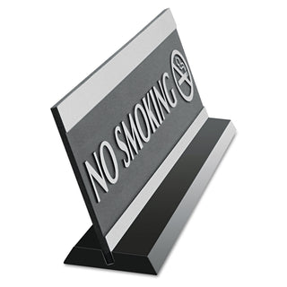 Century Series Office Sign, NO SMOKING, 9 x 3, Black/Silver - 