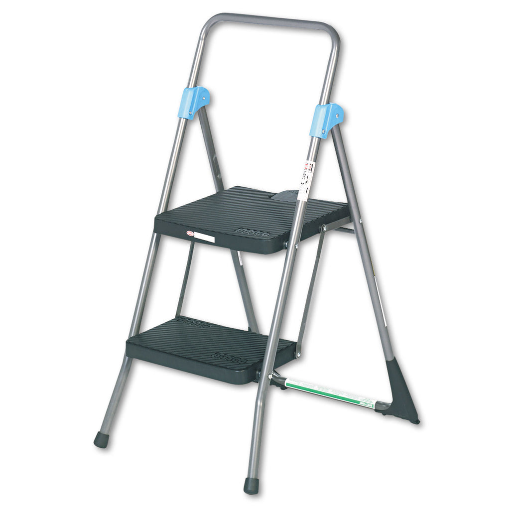 Commercial 2-Step Folding Stool, 300 lb Capacity, 20.5 x 24.75 x 39.5, Gray - 