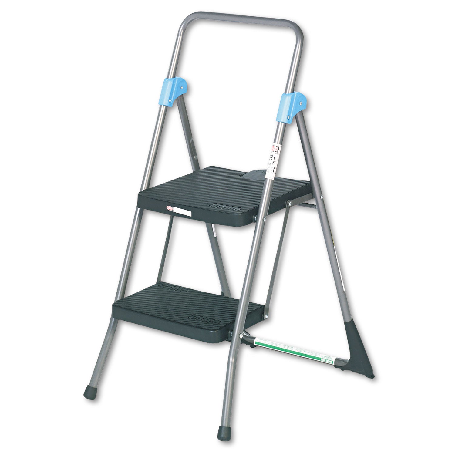 Commercial 2-Step Folding Stool, 300 lb Capacity, 20.5 x 24.75 x 39.5, Gray - 