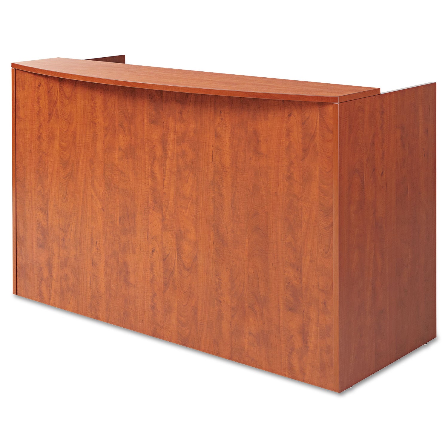 Alera Valencia Series Reception Desk with Transaction Counter, 71" x 35.5" x 29.5" to 42.5", Medium Cherry - 