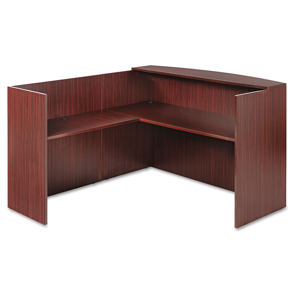 Alera Valencia Series Reception Desk with Transaction Counter, 71" x 35.5" x 29.5" to 42.5", Mahogany - 