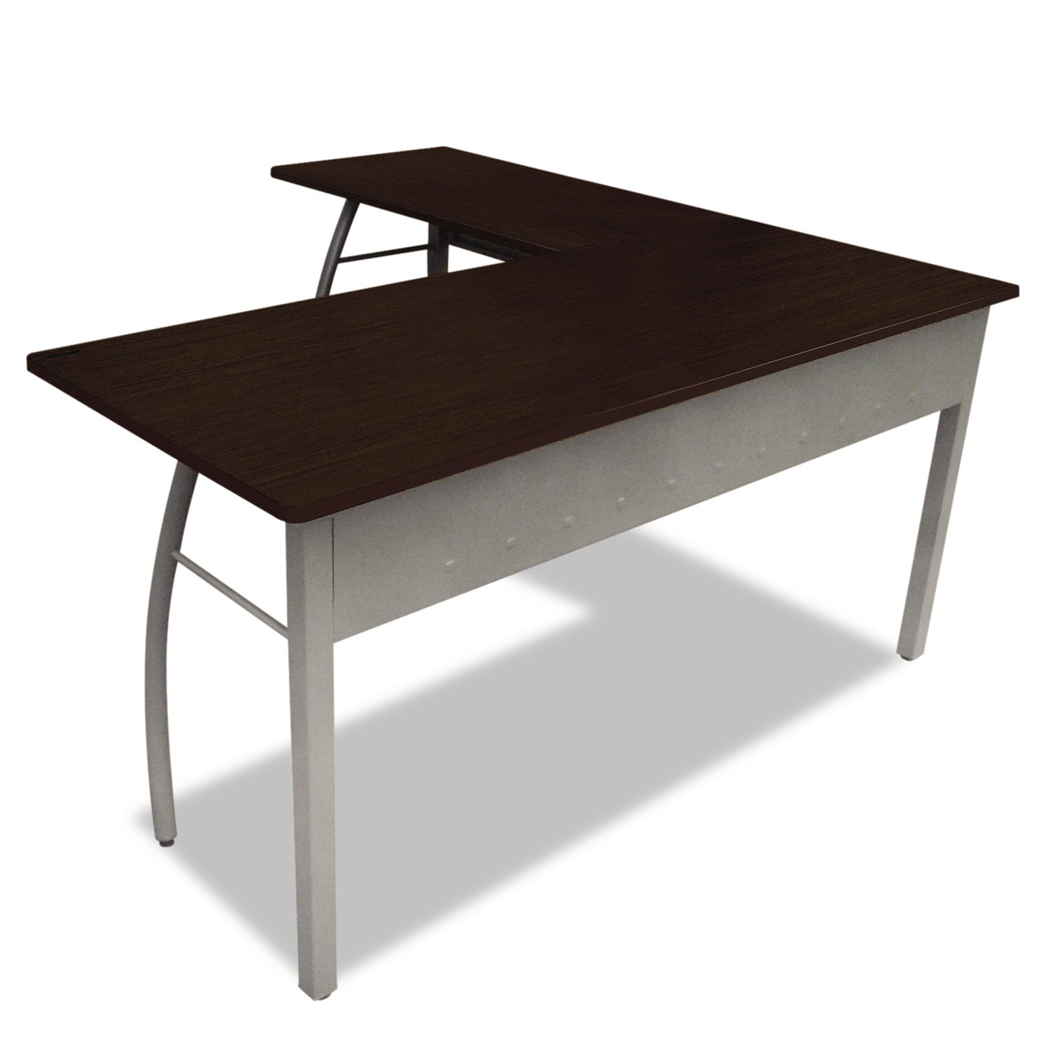 Trento Line L-Shaped Desk, 59.13" x 59.13" x 29.5", Mocha/Gray - 