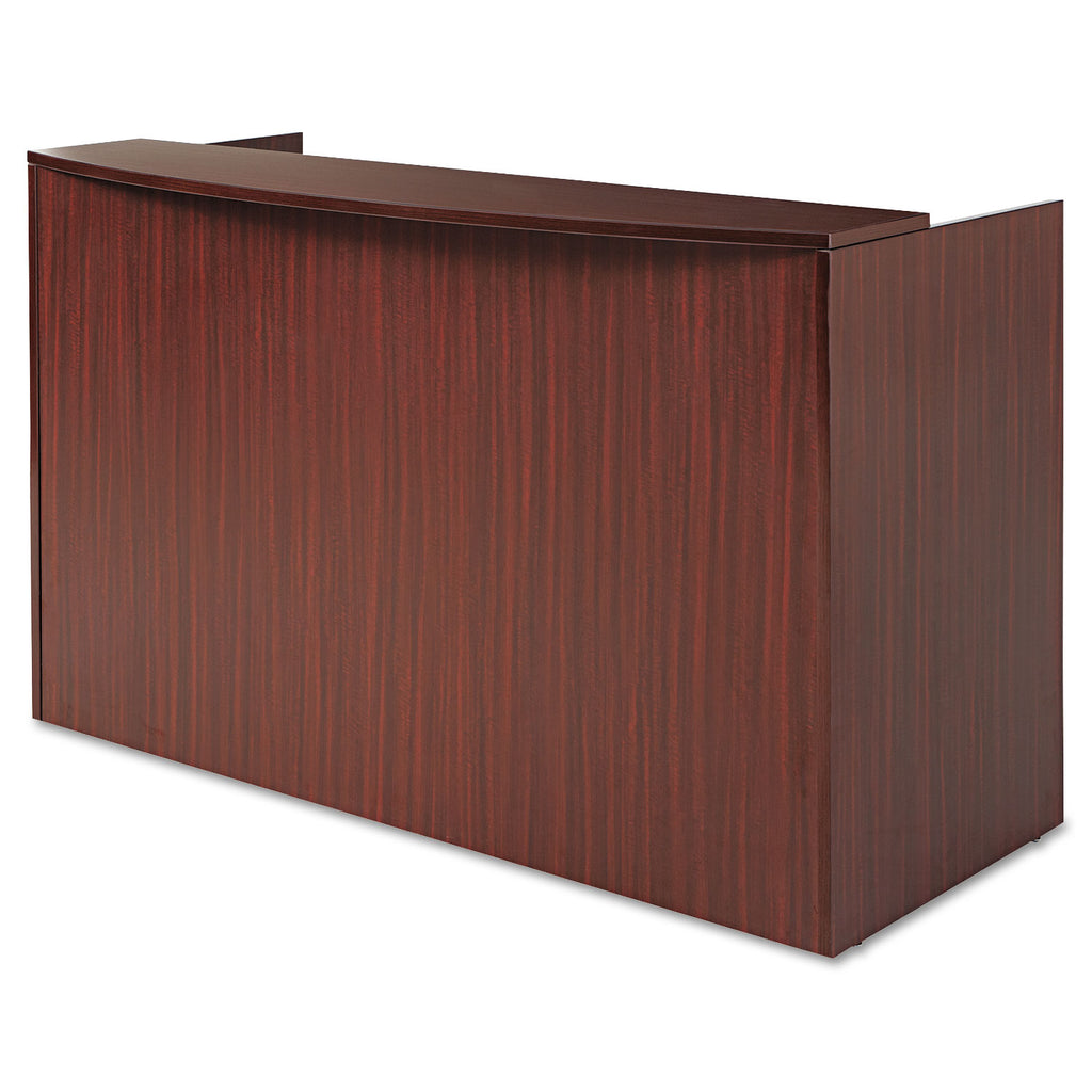 Alera Valencia Series Reception Desk with Transaction Counter, 71" x 35.5" x 29.5" to 42.5", Mahogany - 
