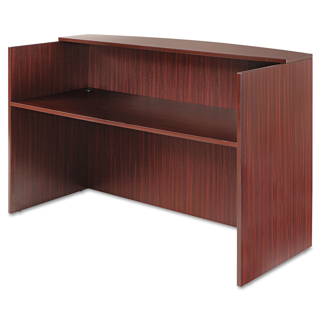 Alera Valencia Series Reception Desk with Transaction Counter, 71" x 35.5" x 29.5" to 42.5", Mahogany - 