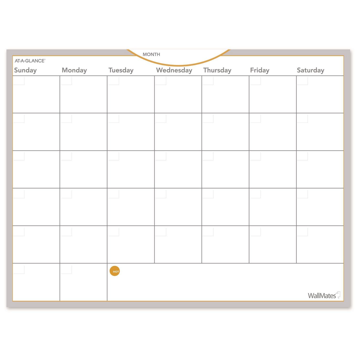 WallMates Self-Adhesive Dry Erase Monthly Planning Surfaces, 24 x 18, White/Gray/Orange Sheets, Undated - 1