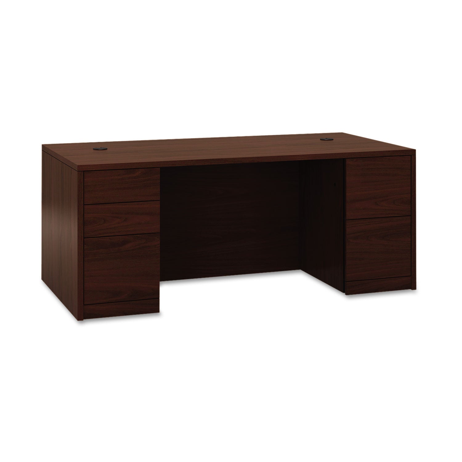 10500 Series Double Pedestal Desk with Full Pedestals, 72" x 36" x 29.5", Mahogany - 