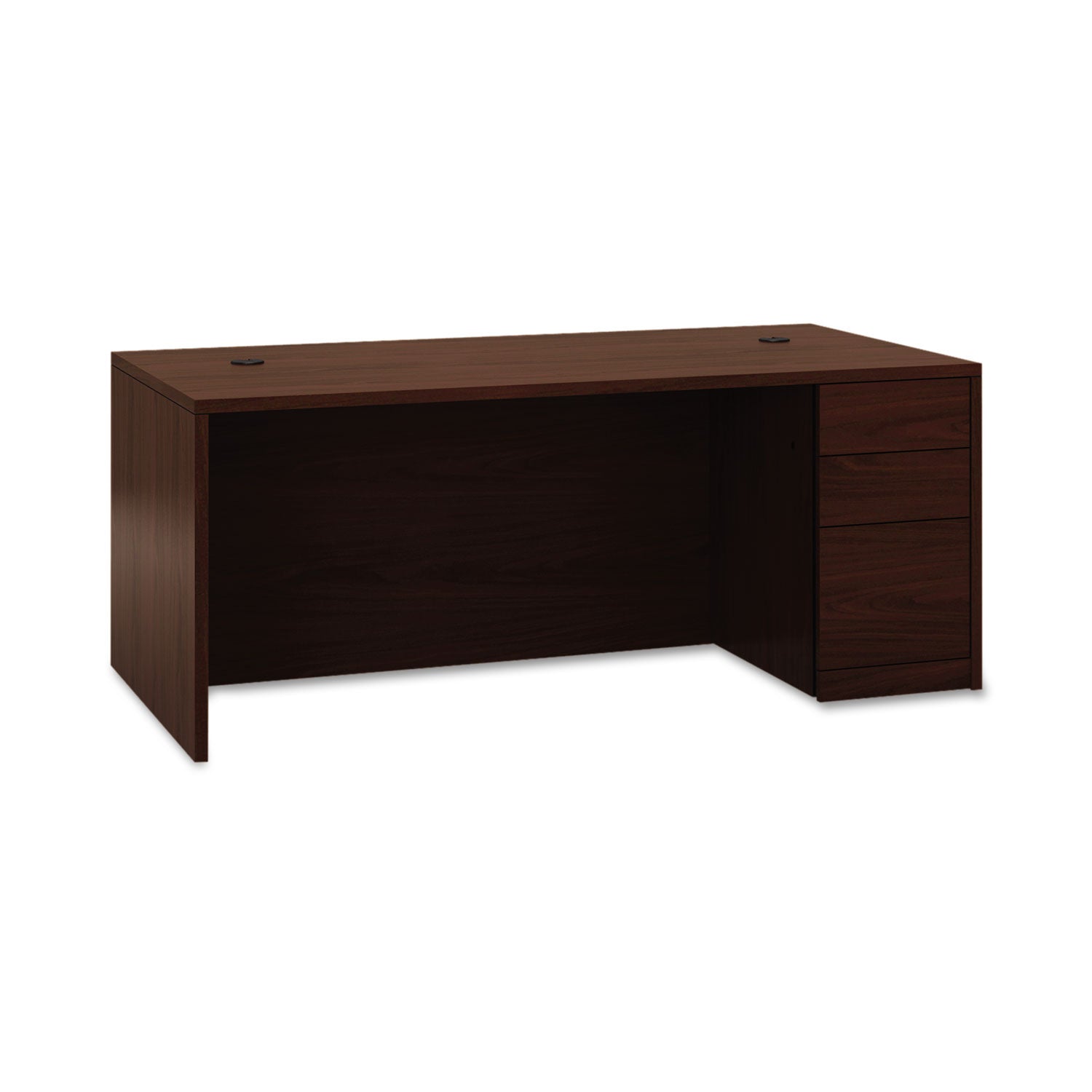 10500 Series "L" Workstation Right Pedestal Desk with Full-Height Pedestal, 72" x 36" x 29.5", Mahogany - 