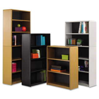 Safco Value Mate Bookcase - 31.8" x 13.5" x 80" - 6 x Shelf(ves) - Black - Steel, Fiberboard, Plastic - Assembly Required
