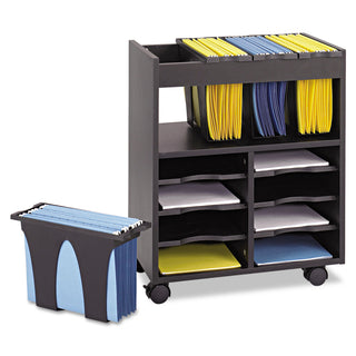 Go Cart Mobile File, Engineered Wood, 8 Shelves, 4 Bins, 14.5" x 21.5" x 26.25", Black - 