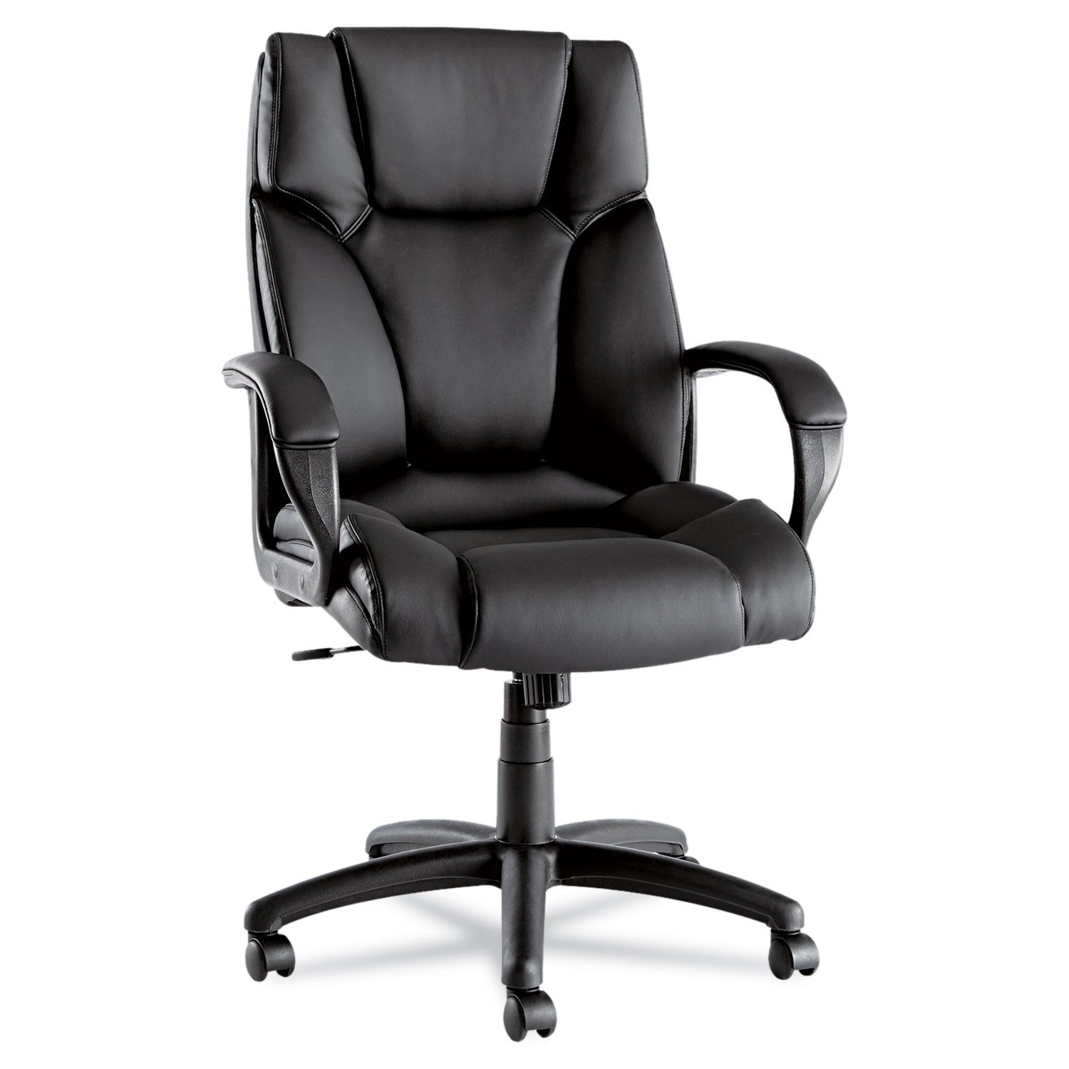 Alera Fraze Series Executive High-Back Swivel/Tilt Bonded Leather Chair, Supports 275 lb, 17.71" to 21.65" Seat Height, Black - 