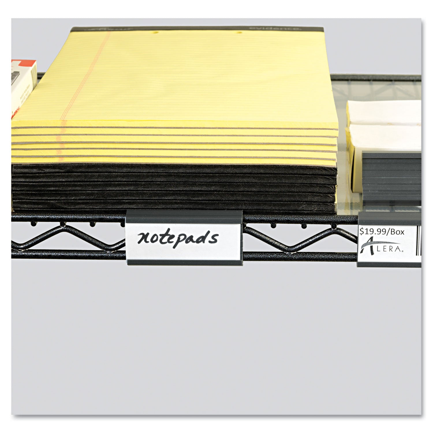 Wire Shelving Shelf Tag, Side Load, 3" Long, Gray, 10/Pack - 