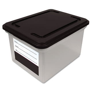 File Tote with Contents Label, Letter/Legal Files, 17.75" x 14" x 10.25", Clear/Black - 