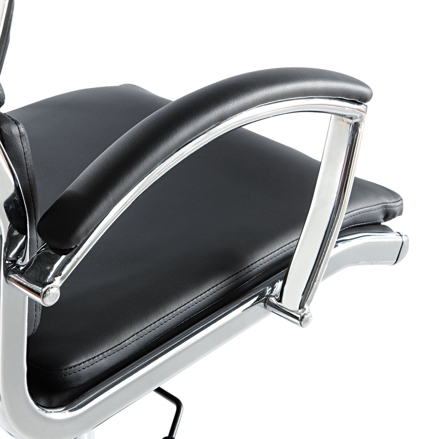 Alera Neratoli High-Back Slim Profile Chair, Faux Leather, 275 lb Cap, 17.32" to 21.25" Seat Height, Black Seat/Back, Chrome - 