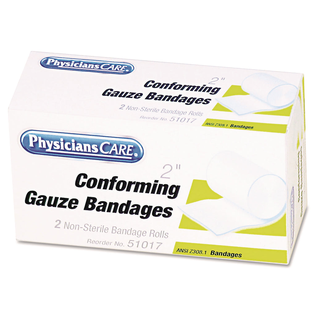 First Aid Conforming Gauze Bandage, Non-Steriile, 2" Wide, 2/Box