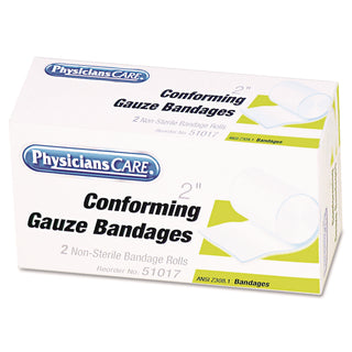 First Aid Conforming Gauze Bandage, Non-Steriile, 2" Wide, 2/Box