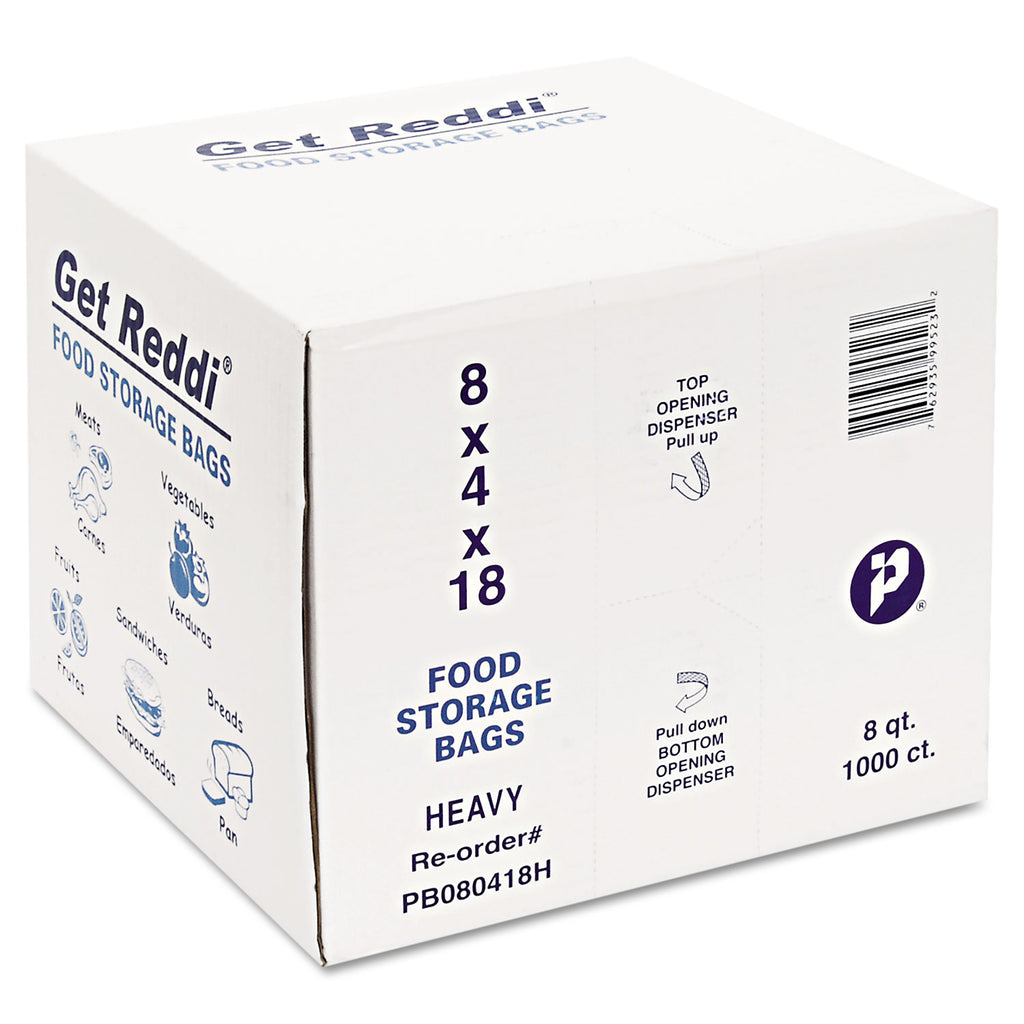 Food Bags, 8 qt, 1 mil, 8" x 18", Clear, 1,000/Carton