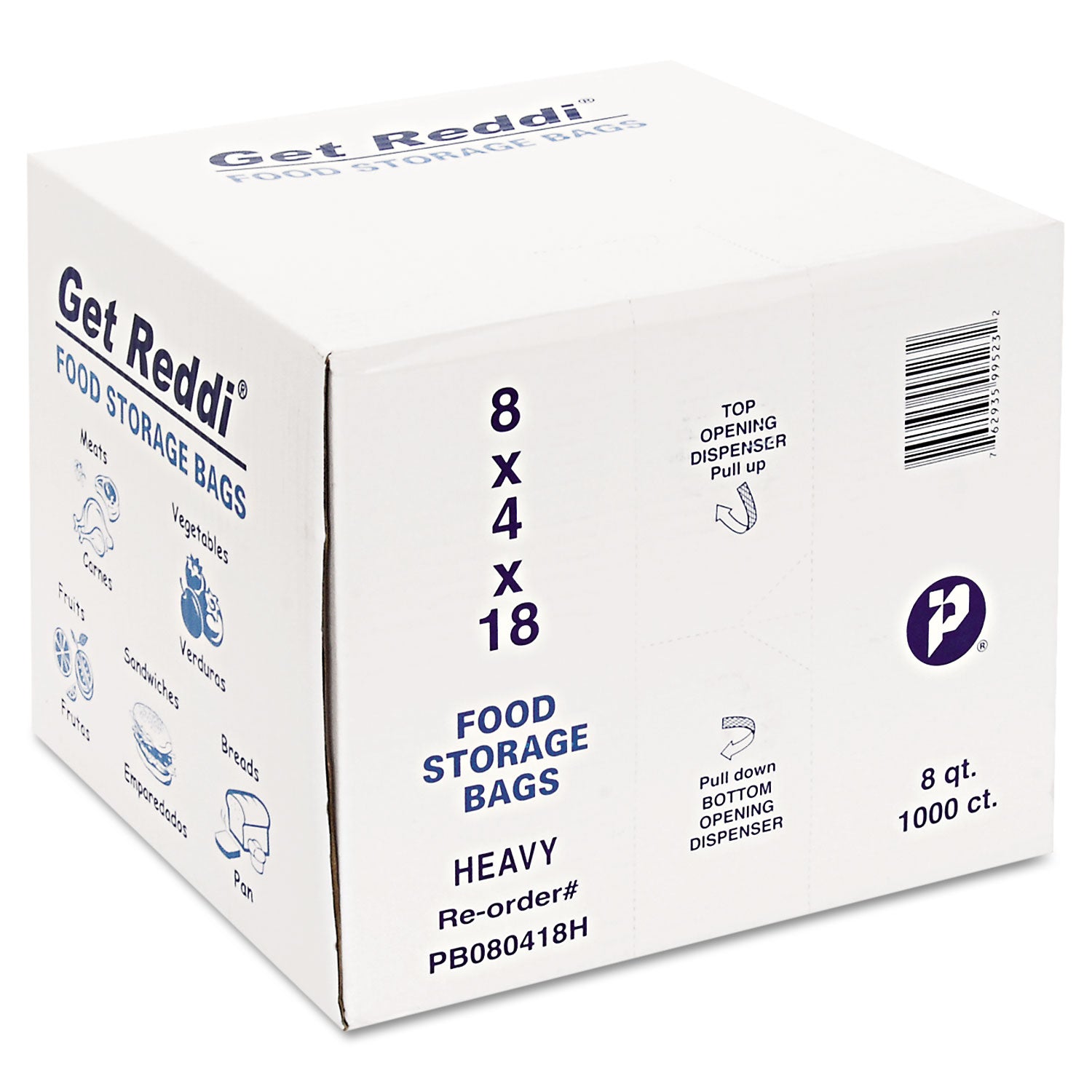 Food Bags, 8 qt, 1 mil, 8" x 18", Clear, 1,000/Carton