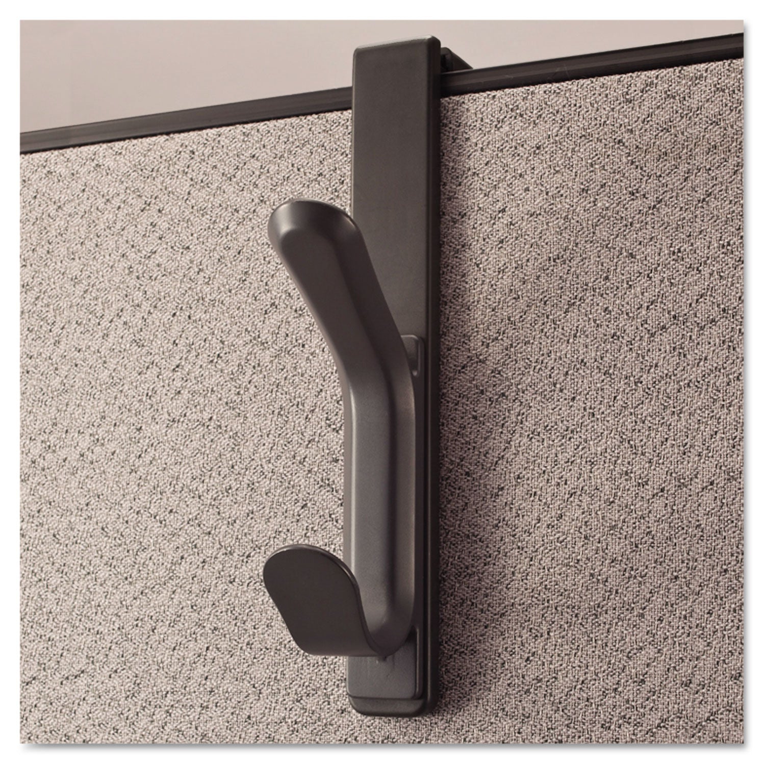 Recycled Cubicle Double Coat Hook, Plastic, Charcoal - 