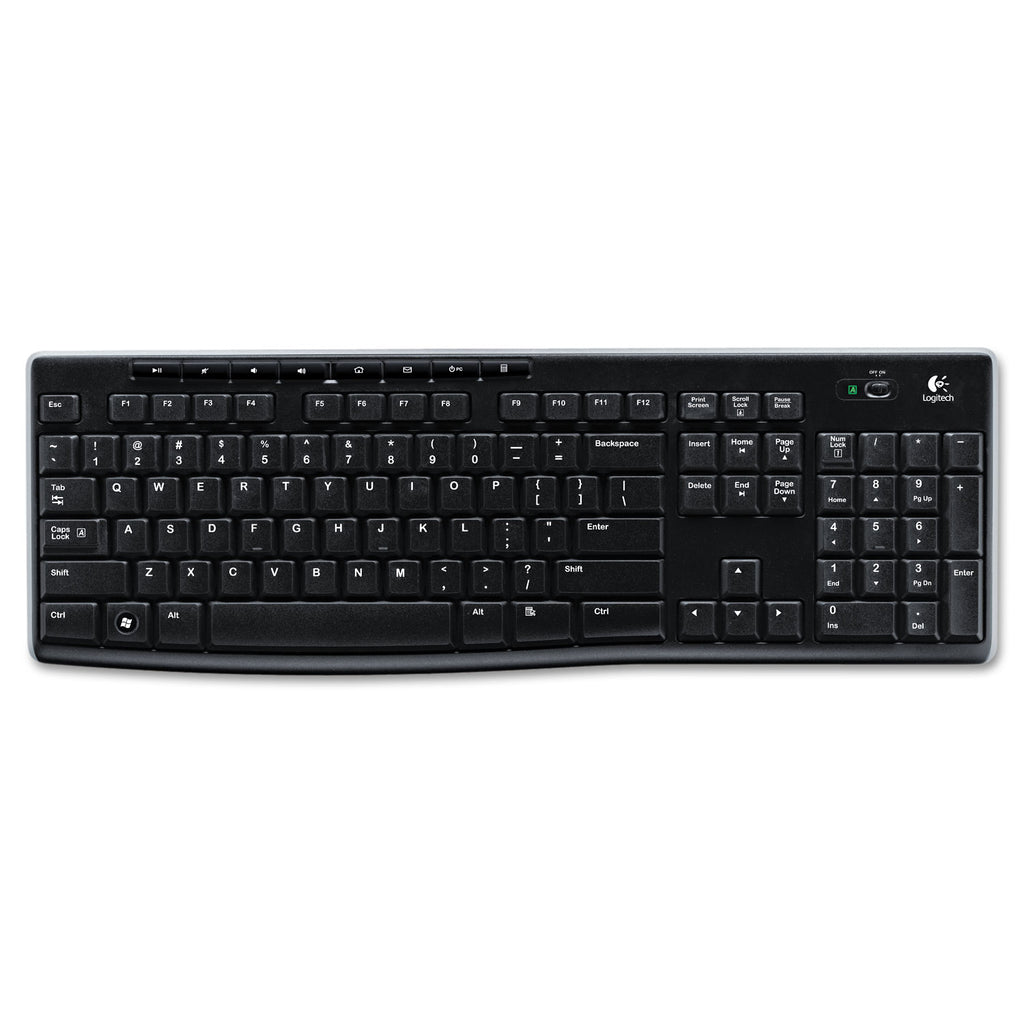 K270 Wireless Keyboard, USB Unifying Receiver, Black - 
