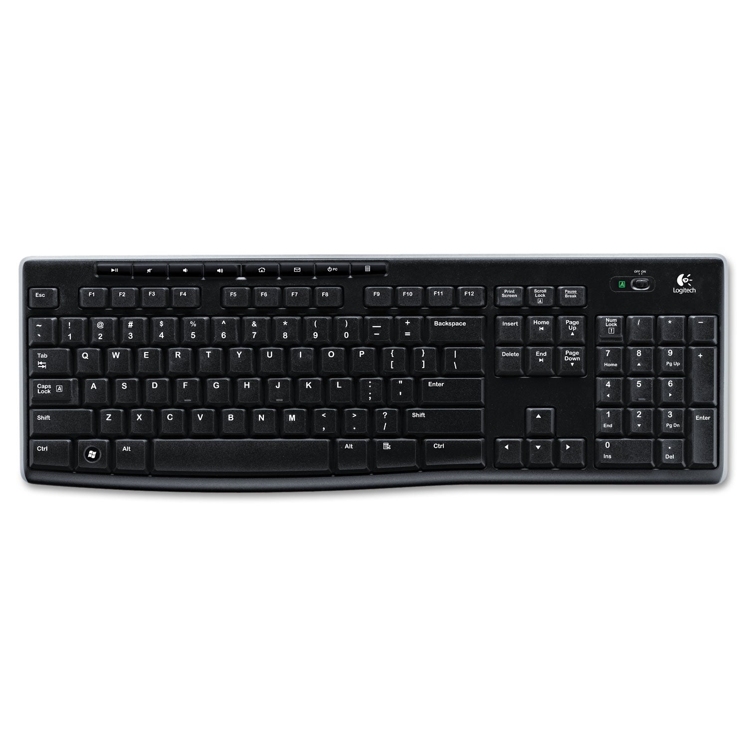 K270 Wireless Keyboard, USB Unifying Receiver, Black - 