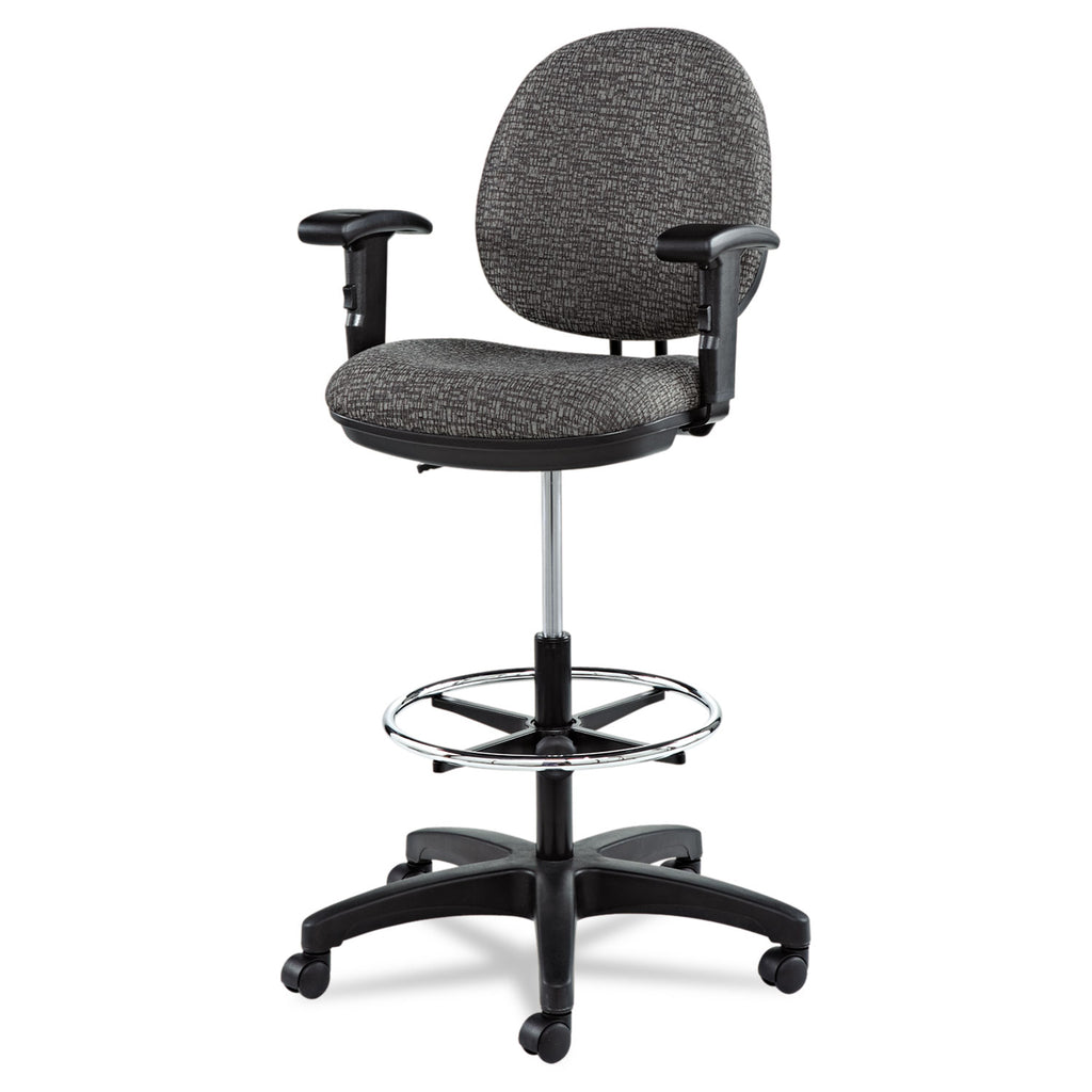 Alera Interval Series Swivel Task Stool, Supports 275 lb, 23.93" to 34.53" Seat Height, Graphite Gray Seat/Back, Black Base - 