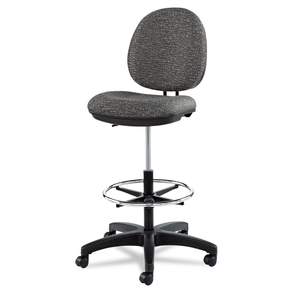 Alera Interval Series Swivel Task Stool, Supports 275 lb, 23.93" to 34.53" Seat Height, Graphite Gray Seat/Back, Black Base - 