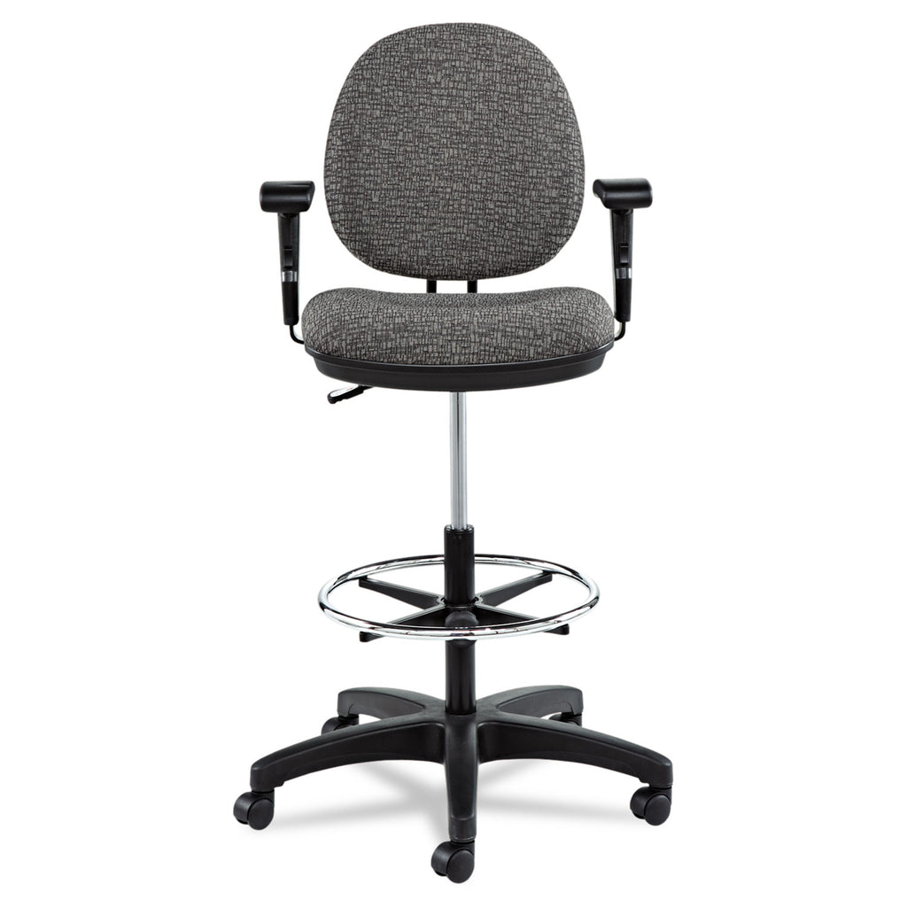 Alera Interval Series Swivel Task Stool, Supports 275 lb, 23.93" to 34.53" Seat Height, Graphite Gray Seat/Back, Black Base - 