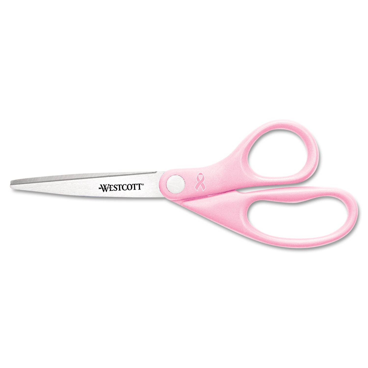 All Purpose Pink Ribbon Scissors, 8" Long, 3.5" Cut Length, Pink Straight Handle - 