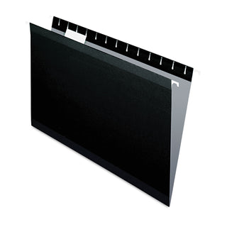 Colored Reinforced Hanging Folders, Legal Size, 1/5-Cut Tabs, Black, 25/Box - 