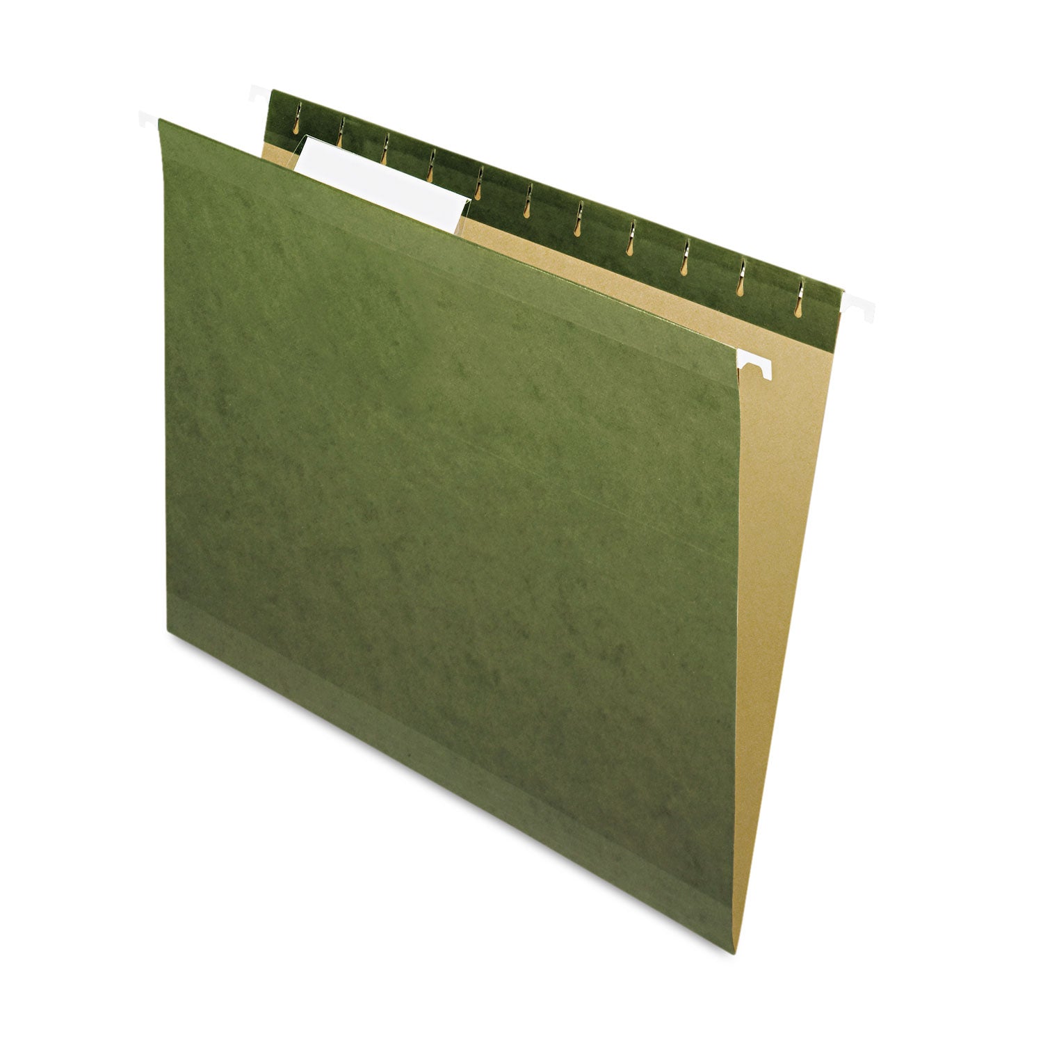 Reinforced Hanging File Folders with Printable Tab Inserts, Letter Size, 1/3-Cut Tabs, Standard Green, 25/Box - 