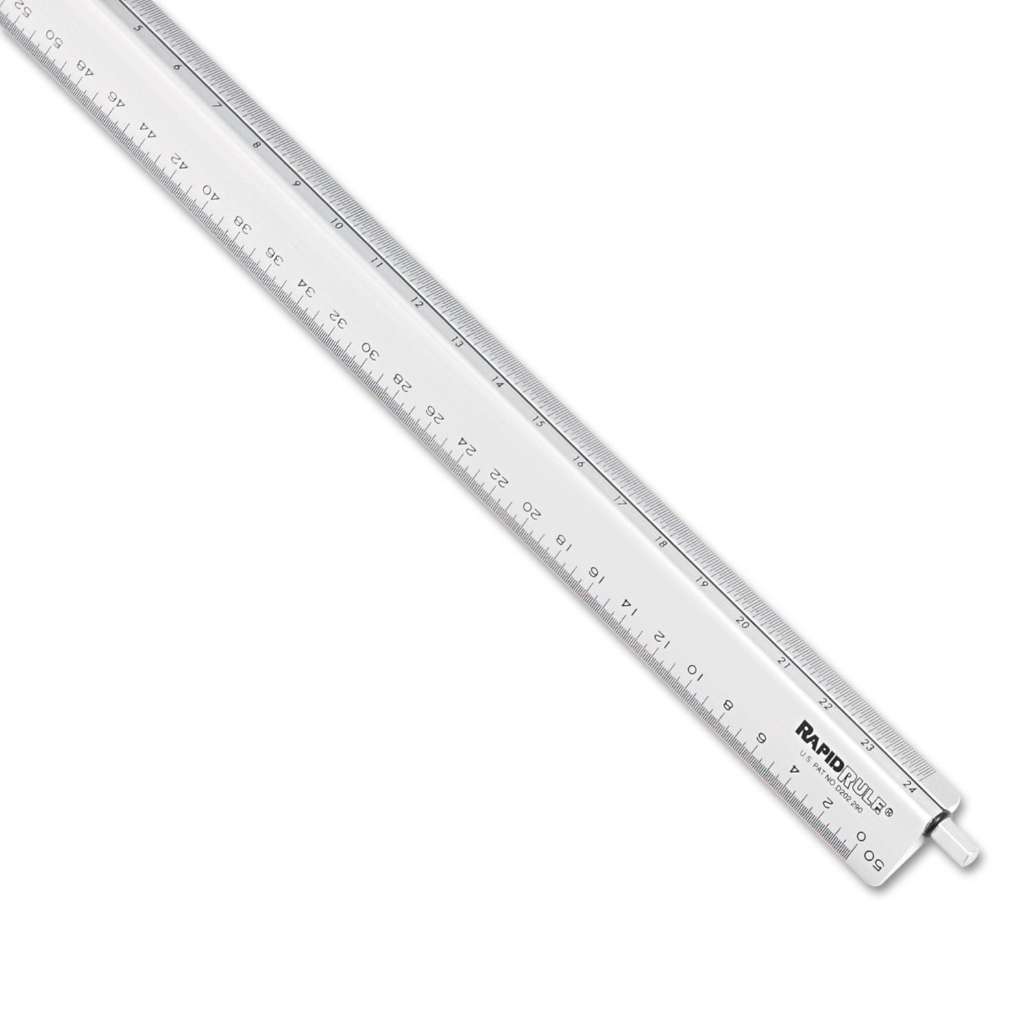 Adjustable Triangular Scale Aluminum Engineers Ruler, 12", Long, Silver - 