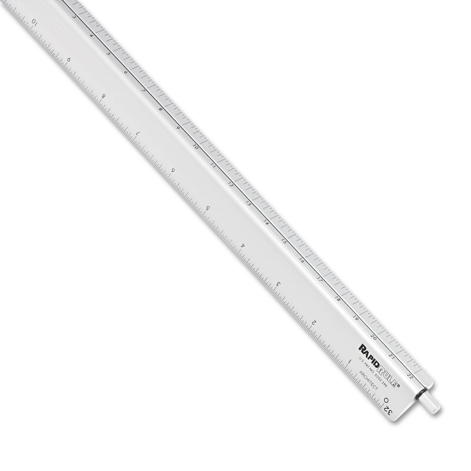 Adjustable Triangular Scale Aluminum Architects Ruler, 12" Long, Silver - 