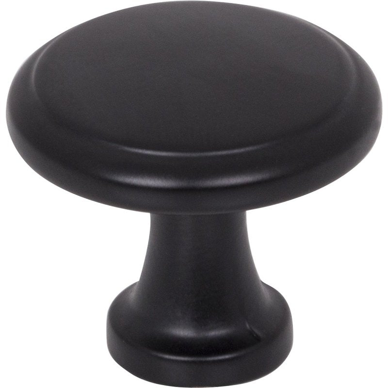 kasaware-k997mb-4-flat-round-knob-with-step-1-in-projection-zinc-matte-black