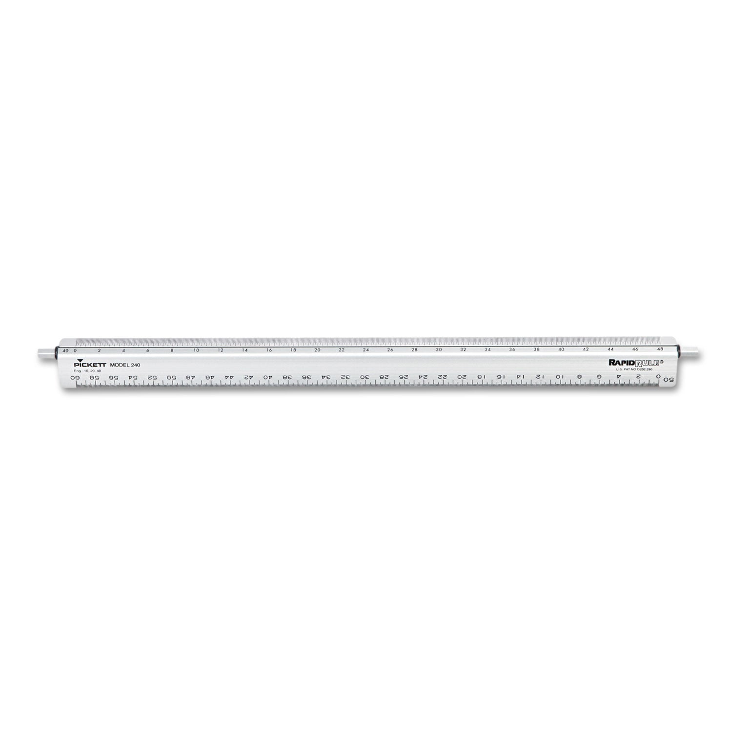 Adjustable Triangular Scale Aluminum Engineers Ruler, 12", Long, Silver - 