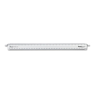 Adjustable Triangular Scale Aluminum Engineers Ruler, 12", Long, Silver - 