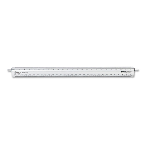 Adjustable Triangular Scale Aluminum Engineers Ruler, 12", Long, Silver - 