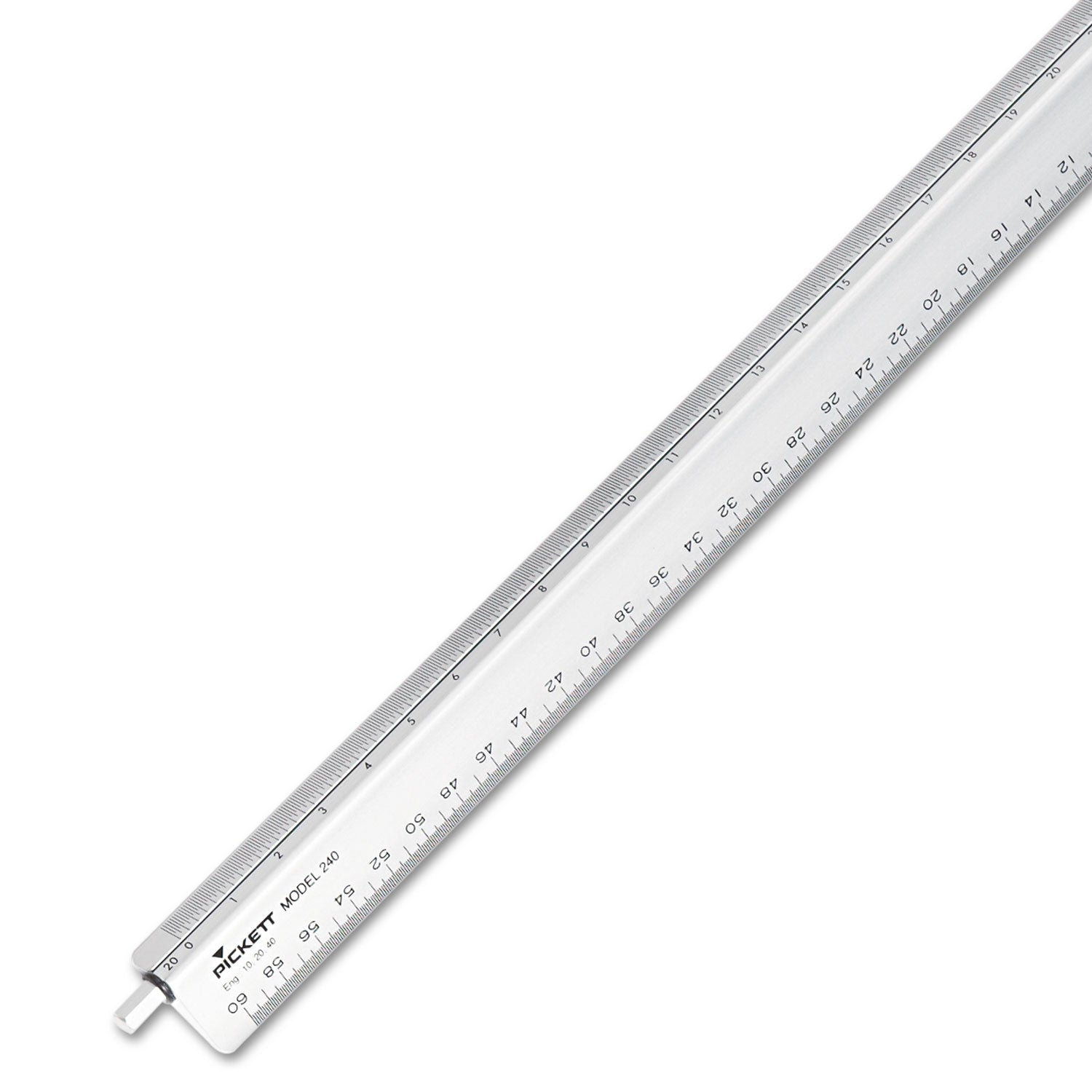 Adjustable Triangular Scale Aluminum Engineers Ruler, 12", Long, Silver - 