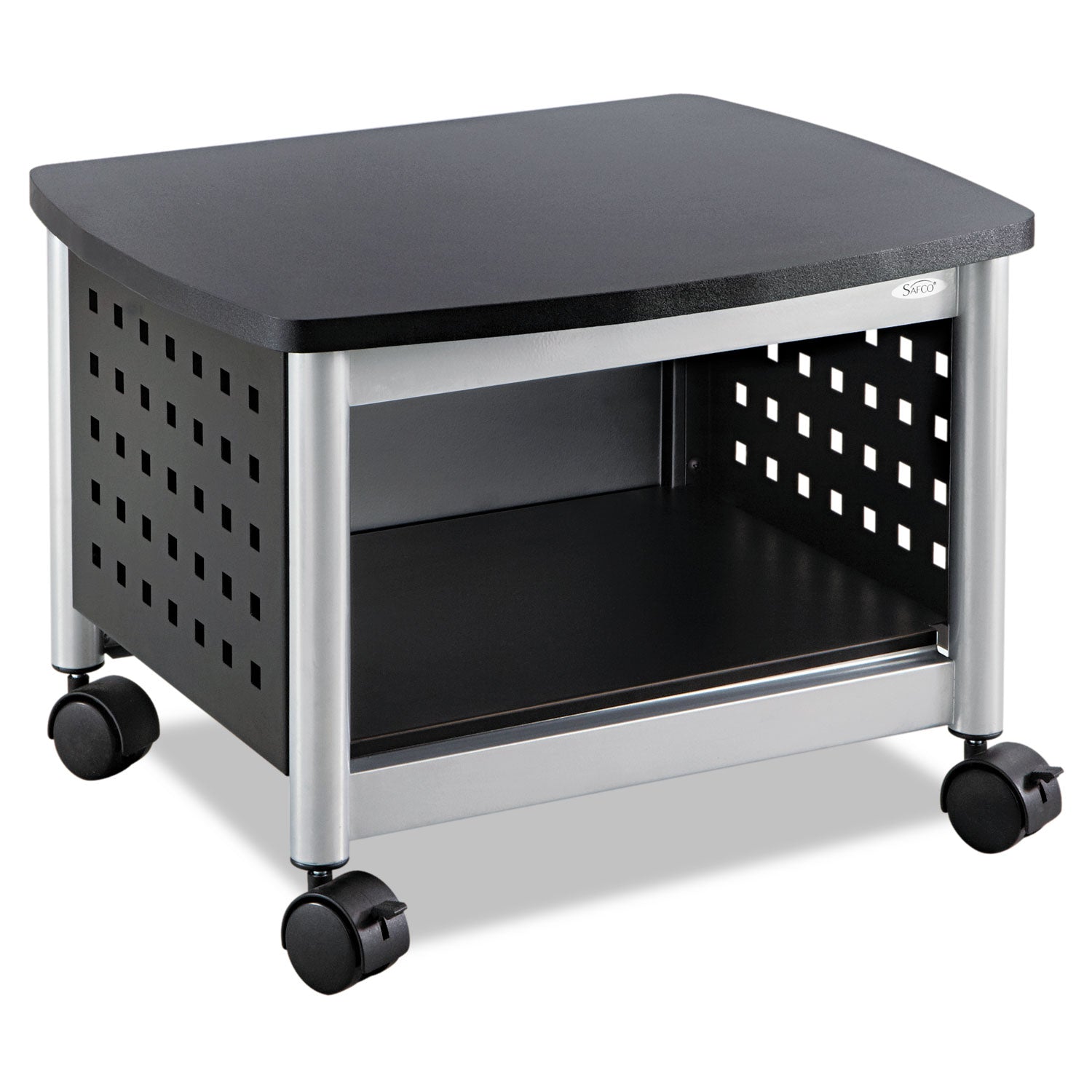 Scoot Under-Desk Printer Stand, Metal, 2 Shelves, 100 lb Capacity, 20.25" x 16.5" x 14.5", Black/Silver - 