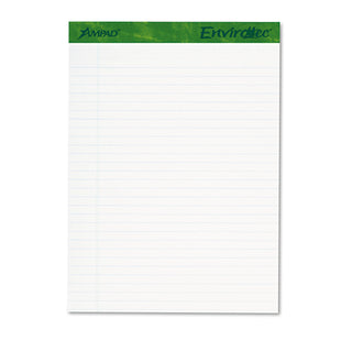 Earthwise by Ampad Recycled Writing Pad, Wide/Legal Rule, Politex Sand Headband, 40 White 8.5 x 11.75 Sheets, 4/Pack - 