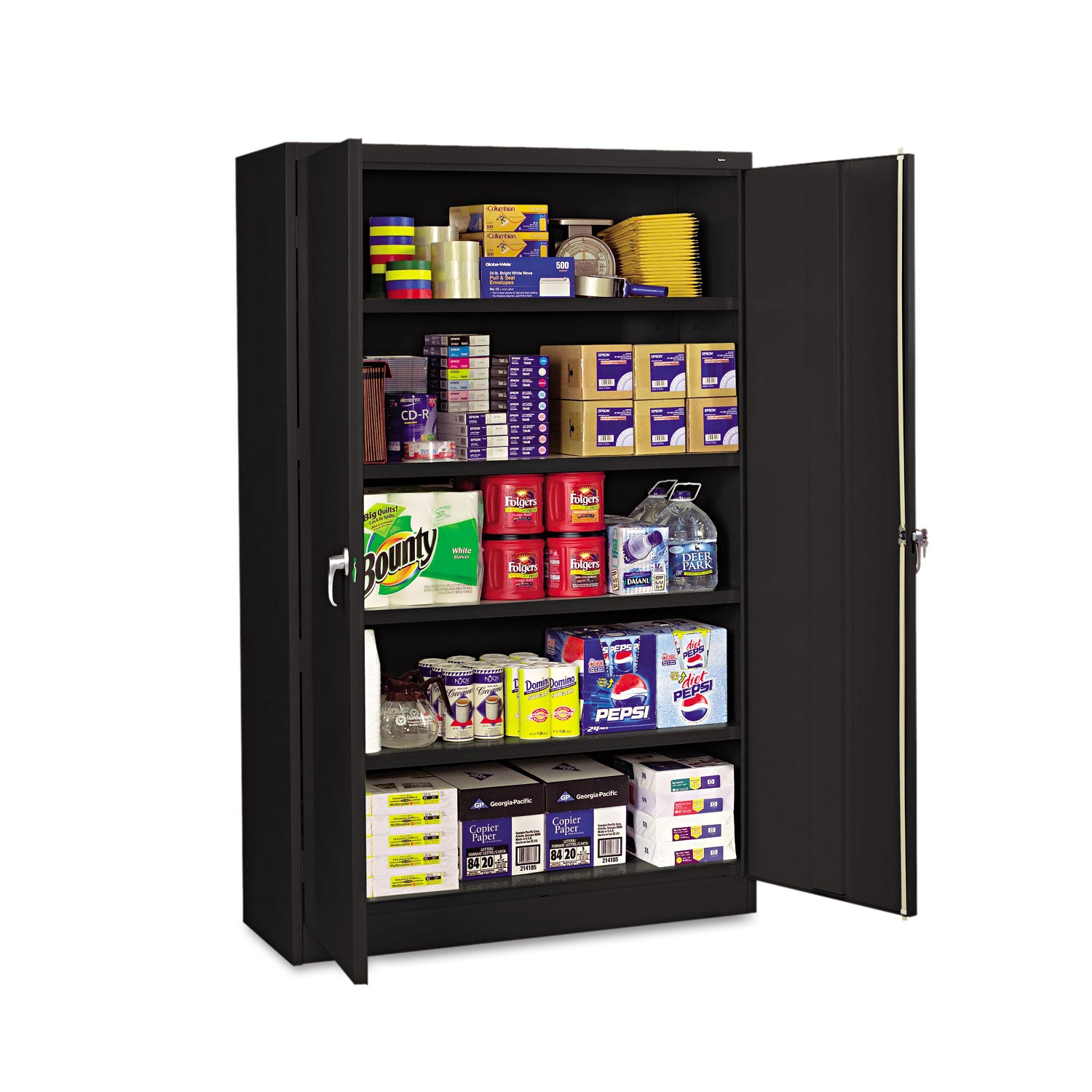 Assembled Jumbo Steel Storage Cabinet, 48w x 18d x 78h, Black - 