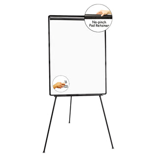 Dry Erase Board with Tripod Easel, 29 x 41, White Surface, Black Frame - 