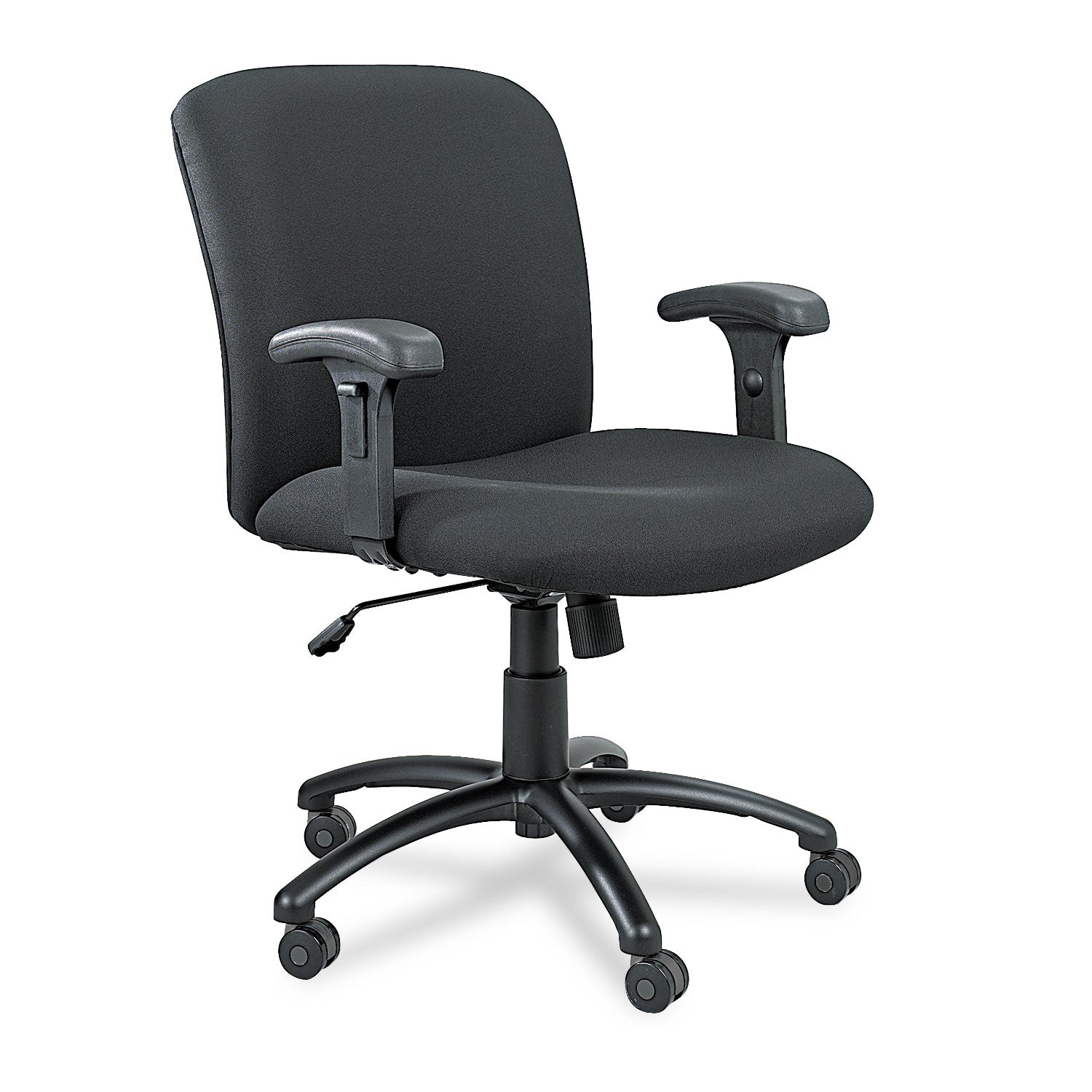 Safco Big & Tall Executive Mid-Back Chair - Black Foam, Polyester Seat - Black Frame - 5-star Base - Black - 1 Each