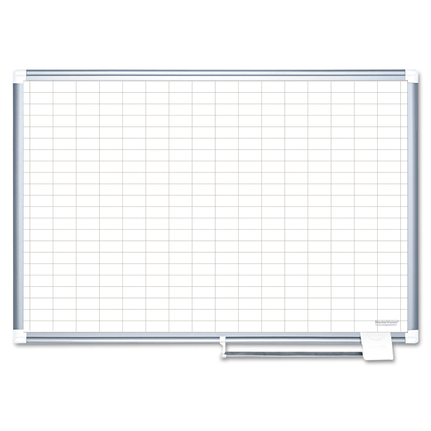 Gridded Magnetic Porcelain Dry Erase Planning Board, 1 x 2 Grid, 72 x 48, White Surface, Silver Aluminum Frame - 