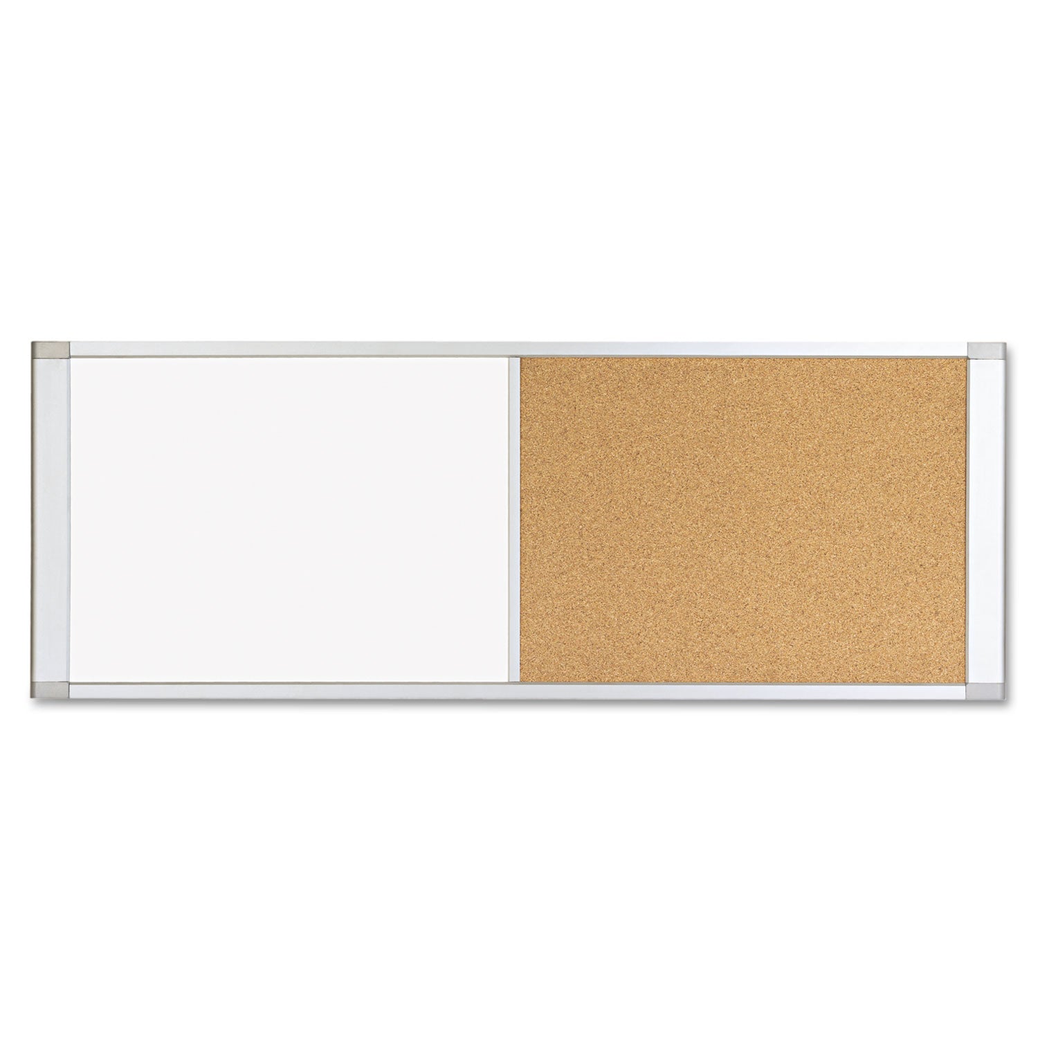 Combo Cubicle Workstation Dry Erase/Cork Board, 48 x 18, Tan/White Surface, Aluminum Frame - 