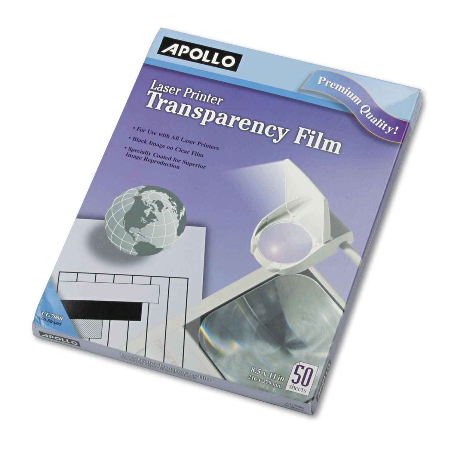 Laser Transparency Film, 8.5 x 11, Black on Clear, 50/Box - 